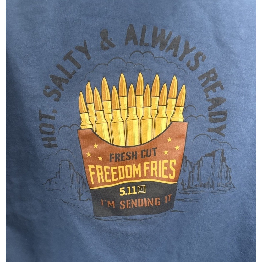 5.11 Tactical Freedom Fries Blue Hooded Sweatshirt Size Large Pullover‎